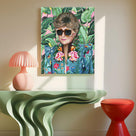 Bold Pop Art Botanical Portrait Painting Colorful Floral Fashion Wall Art