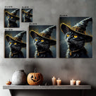 Bewitched Black Cat Halloween Canvas Wall Art