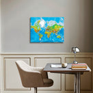 Classic Blue World Map Canvas Wall Art