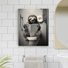 Sloth Reading on the Toilet Wall Art
