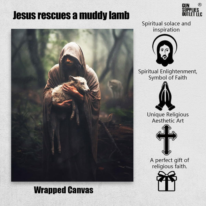 Jesus and Lamb Canvas Wall Art