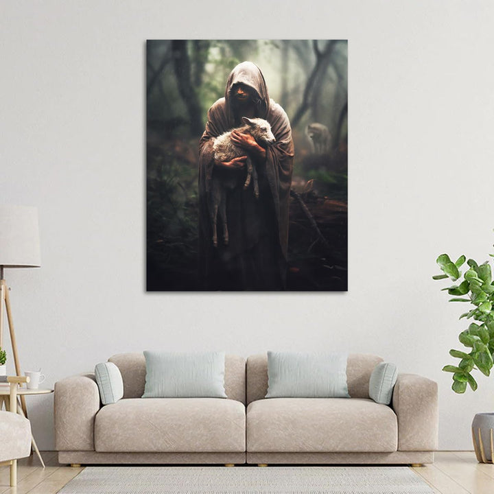 Jesus and Lamb Canvas Wall Art