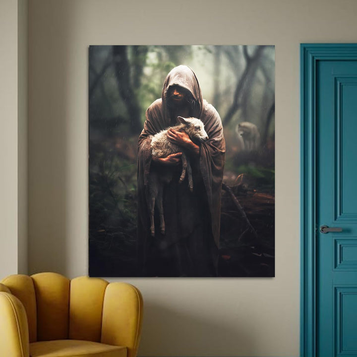 Jesus and Lamb Canvas Wall Art