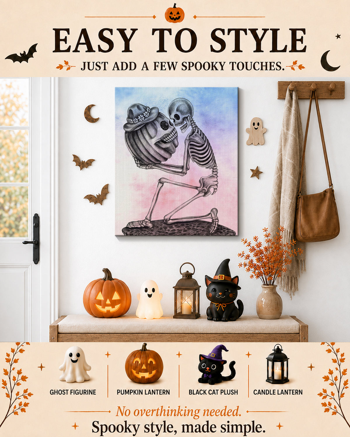 Couple pumpkin Halloween Canvas Wall Art