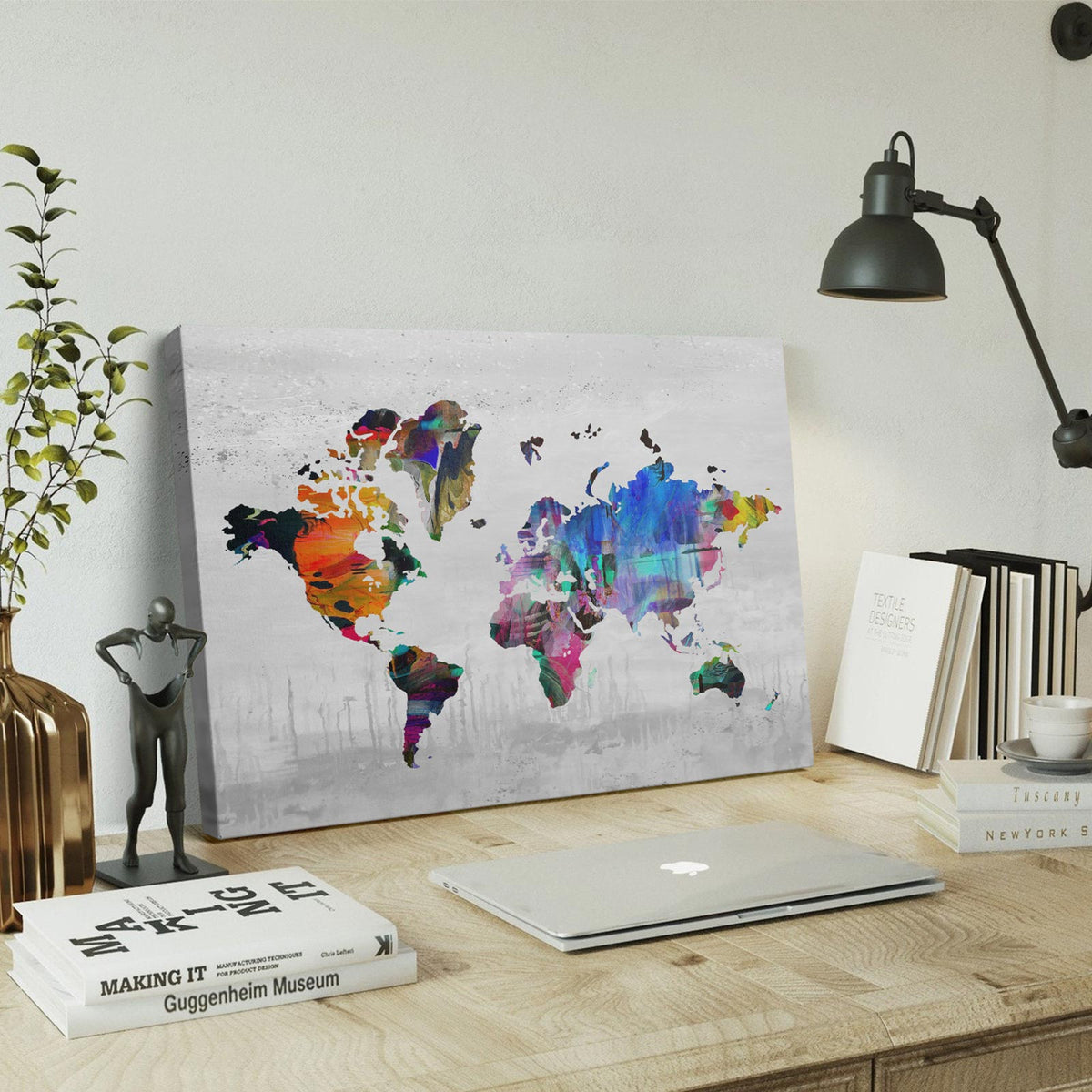 Colorful Abstract World Map Wall Art