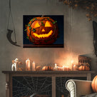 Vine-Wrapped Jack-o’-Lantern Halloween Canvas Wall Art