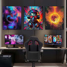 Neon Cyber Soundscape Canvas Wall Art