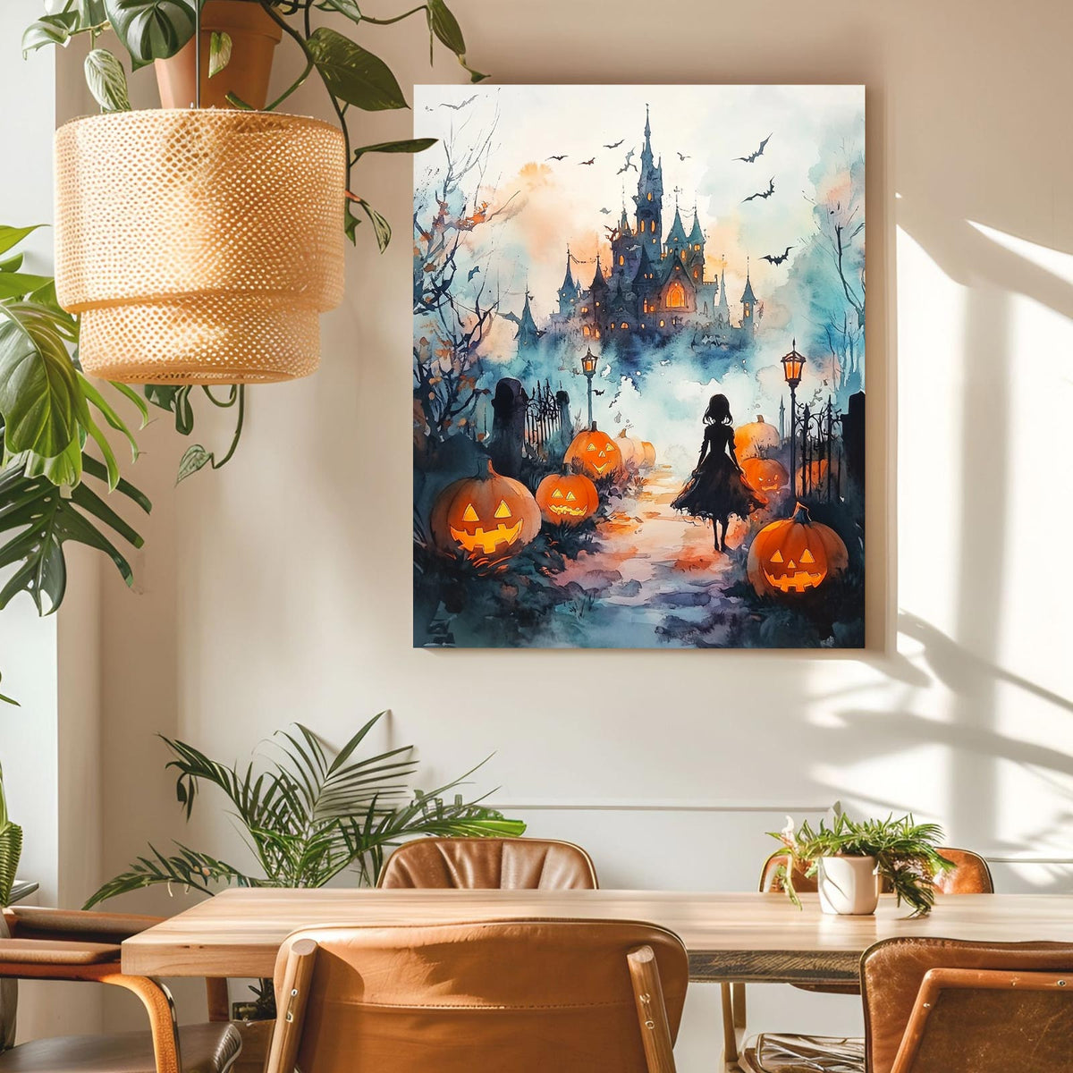 Haunted Castle and Jack-O’-Lanterns Halloween Wall Art