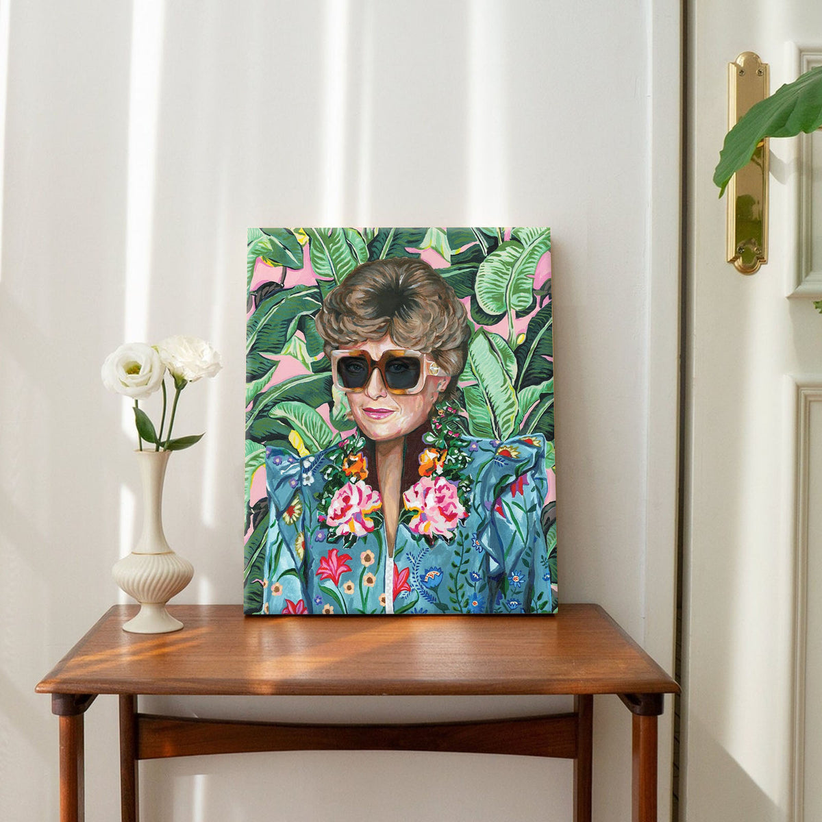 Bold Pop Art Botanical Portrait Painting Colorful Floral Fashion Wall Art