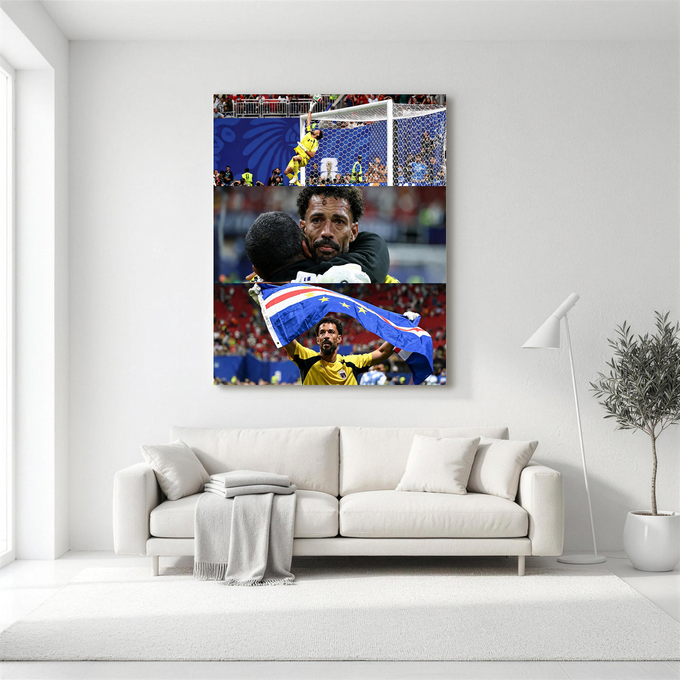 Cape Verde Goalkeeper Emotional Match Moments Canvas Wall Art – Soccer Collage Print