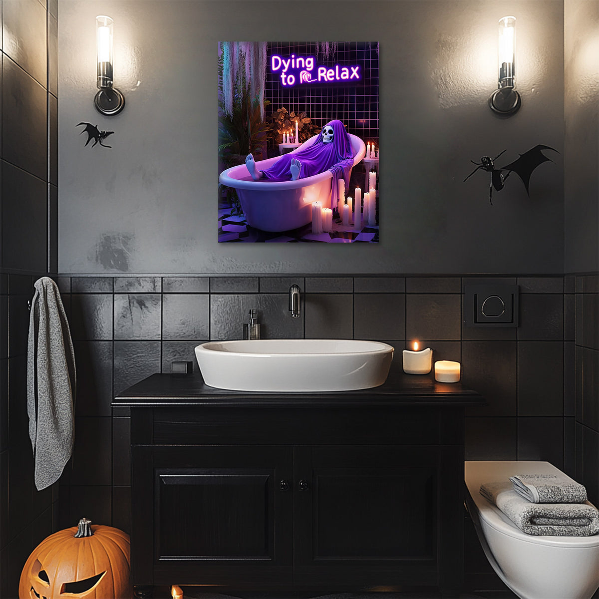 Dying to Relax Halloween Bathroom Wall Art