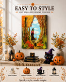 Little Witch’s Pumpkin Forest Adventure Halloween Canvas Wall Art