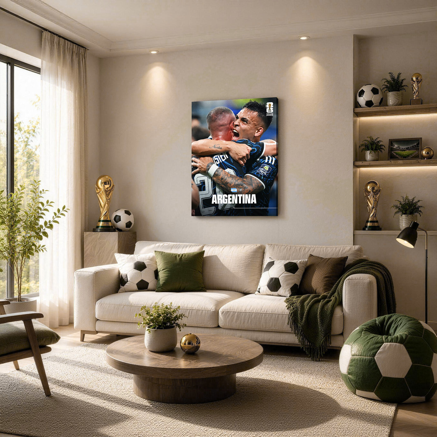 Argentina Soccer Team Celebration Canvas Wall Art – Emotional Match Moment Print