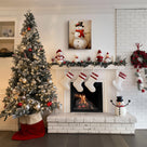 Christmas Snowman Canvas Wall Art, Rustic Snowman with Red Scarf and Black Hat Holiday Decor for Living Room