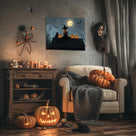 Witch, Black Cat and Pumpkins Halloween Wall Art