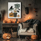 Halloween Black Cats, Ghosts and Pumpkins Illustration Wall Art