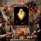 Haunted Ghost Halloween Canvas Wall Art, Spooky Gothic Decor for Living Room, Bedroom and Entryway