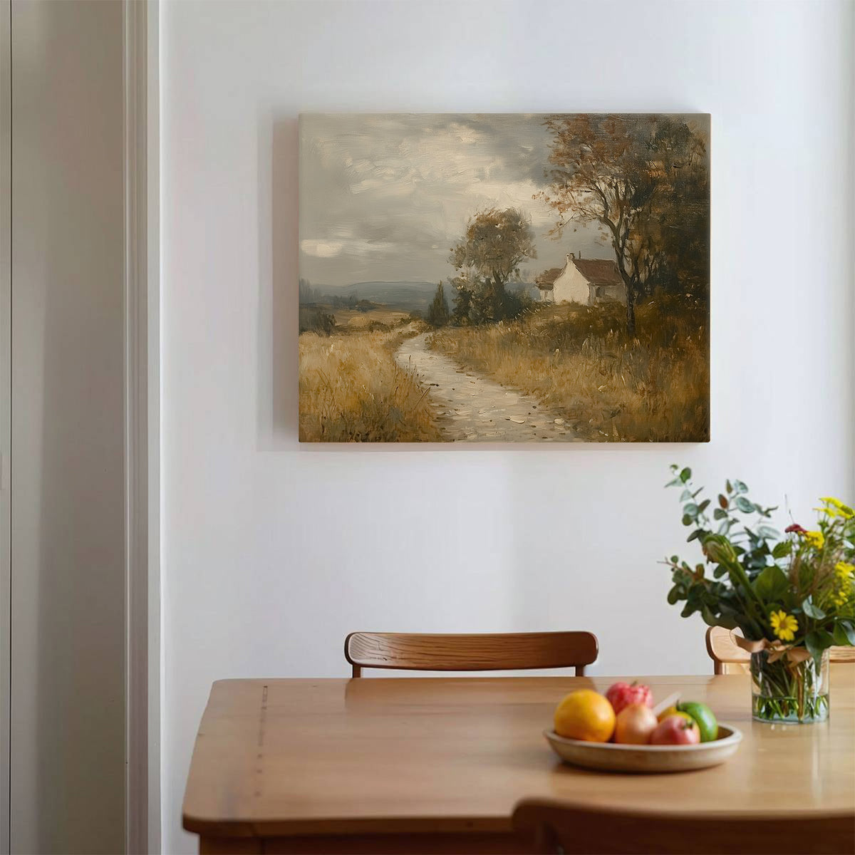 Rustic Countryside Cottage Moody Rural Cottage Path Painting Wall Art