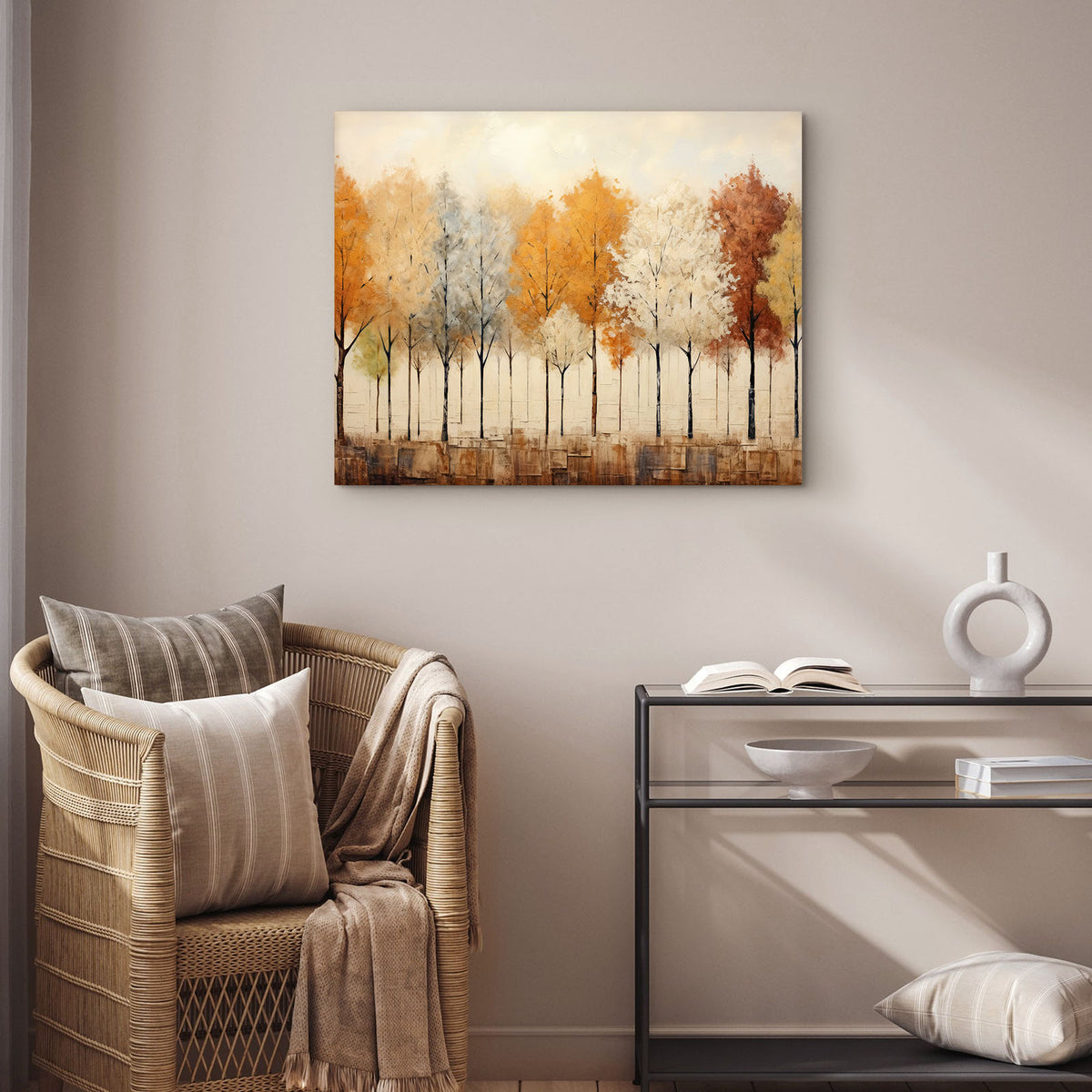 Modern Abstract Autumn Tree Landscape Painting Forest Wall Art