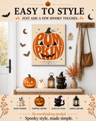 Retro Autumn Pumpkin Typography Halloween Canvas Wall Art