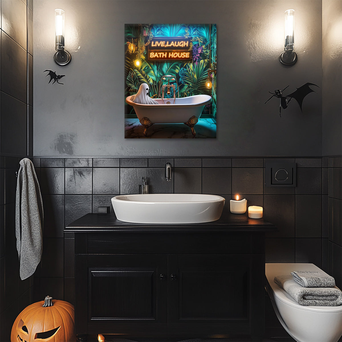 Live Laugh Bath House Ghost Wall Art
