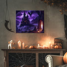 Purple Castle of Shadows Halloween Canvas Wall Art