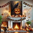 Dark Gothic Painting Raven and Pumpkin Halloween Wall Art