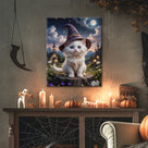 Cute Witch Cat Halloween Canvas Wall Art