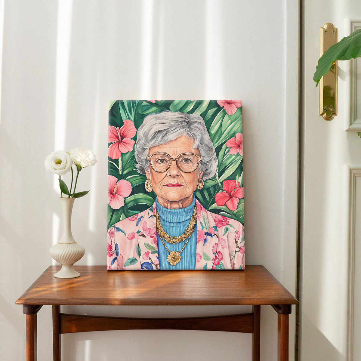 Funny Grandma Floral Portrait Wall Art