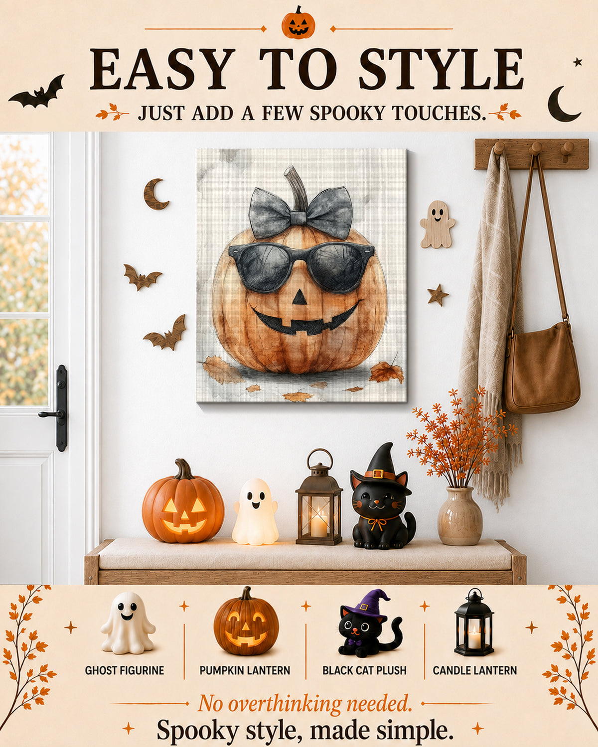 Cool Pumpkin Halloween Canvas Wall Art
