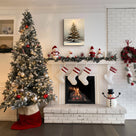Snowy Christmas Tree Canvas Wall Art, Warm Holiday Tree Artwork with Lights for Living Room, Bedroom and Entryway