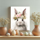Easter Bunny Canvas Wall Art, Floral Bunny Farmhouse Decor Print Oil Painting Spring Aesthetic Artwork, Rustic Easter Charm Holiday Gift Bedroom Living Room Decoration