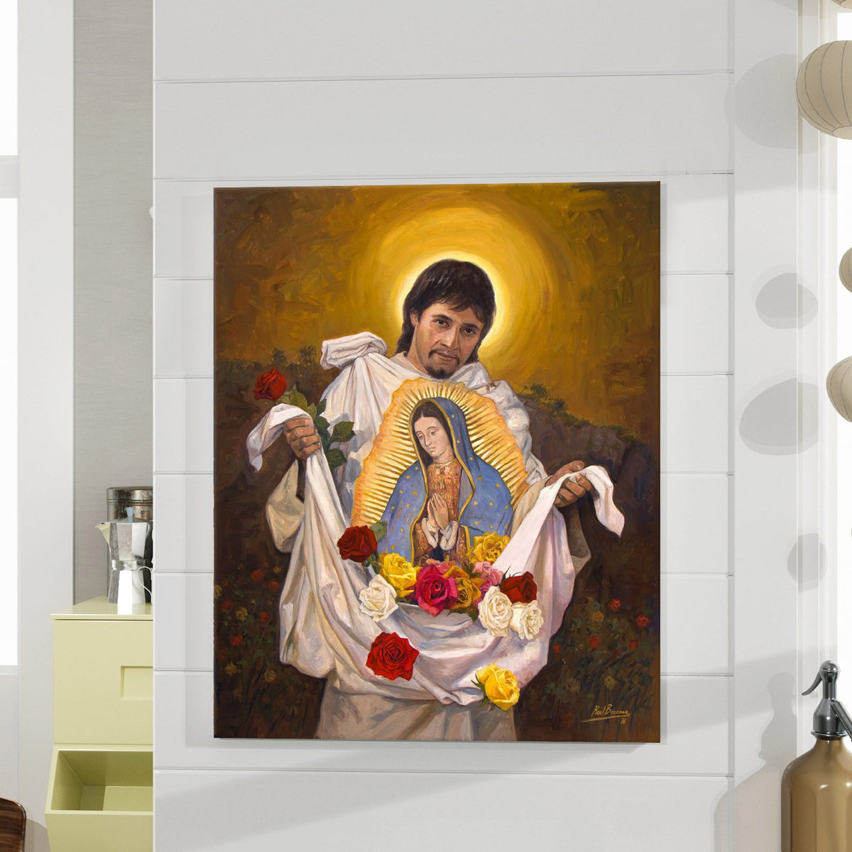 Mexican Catholic Devotional Painting Our Lady of Guadalupe Religious Wall Art