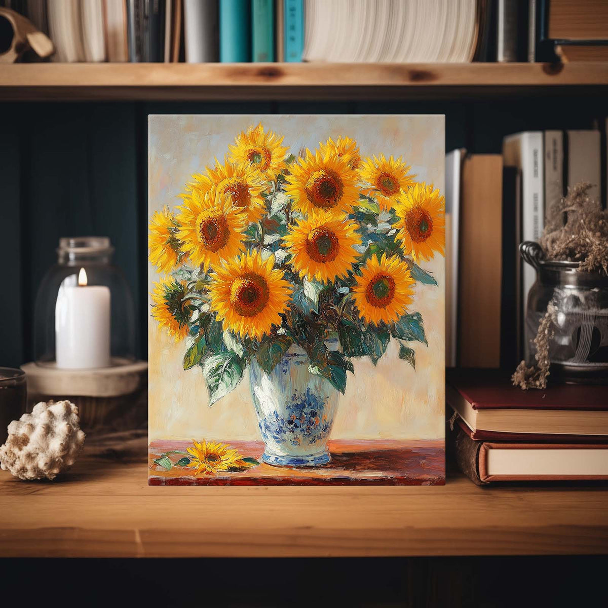 Sunflower Bouquet Still Life Oil Painting Wall Art