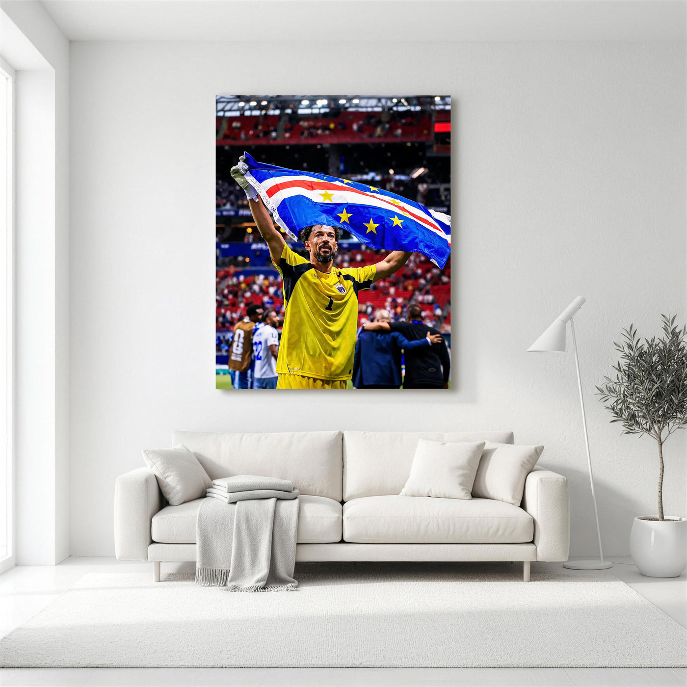 Cape Verde Goalkeeper Flag Canvas Wall Art – Soccer Stadium Print