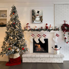 Snowman and Children Christmas Canvas Wall Art, Winter Family Holiday Artwork for Living Room, Bedroom and Entryway