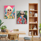 Pop Art Grandma with Pink Sunglasses Colorful Fashion Portrait Wall Art