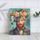 Bearded Man with Flowers and Butterflies Wall Art