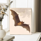 Vintage Antique Natural History Bat Illustration Halloween Wall Art
