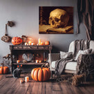 Dark Academia Skull Still Life Painting and Book Wall Art