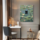 Black Cat Water Lily Wall Art