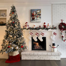 Santa Claus and Snowman Christmas Canvas Wall Art, Festive Winter Holiday Decor for Living Room and Entryway