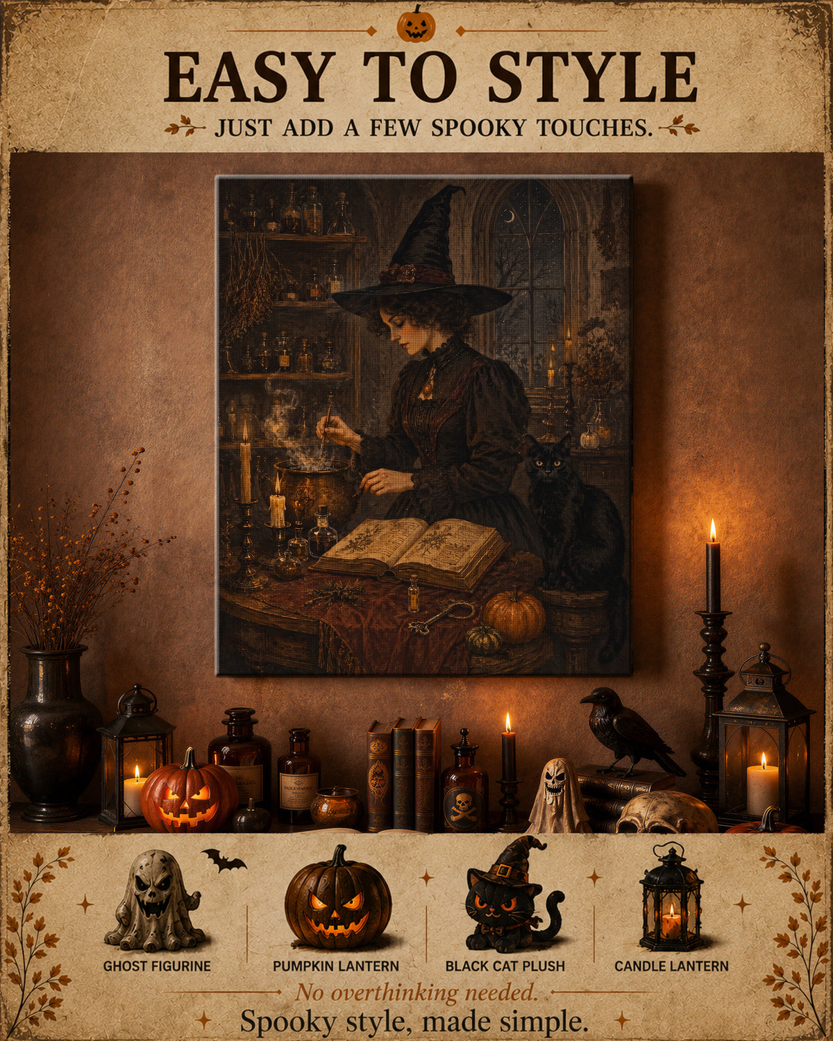 Witch’s Potion Room Halloween Canvas Wall Art