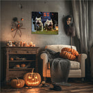 Spooky Skeleton Bulldogs in a Haunted Graveyard Illustration Dogs Wall Art