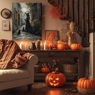 Witch’s Midnight Cat Parade Halloween Canvas Wall Art