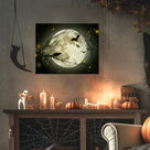 Raven Under the Harvest Moon Halloween Canvas Wall Art