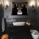 Mirror Scream Horror Canvas Wall Art – Spooky Halloween Bathroom Decor
