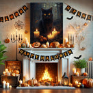 Enchanted Forest Black Cat Painting and Candles Halloween Wall Art