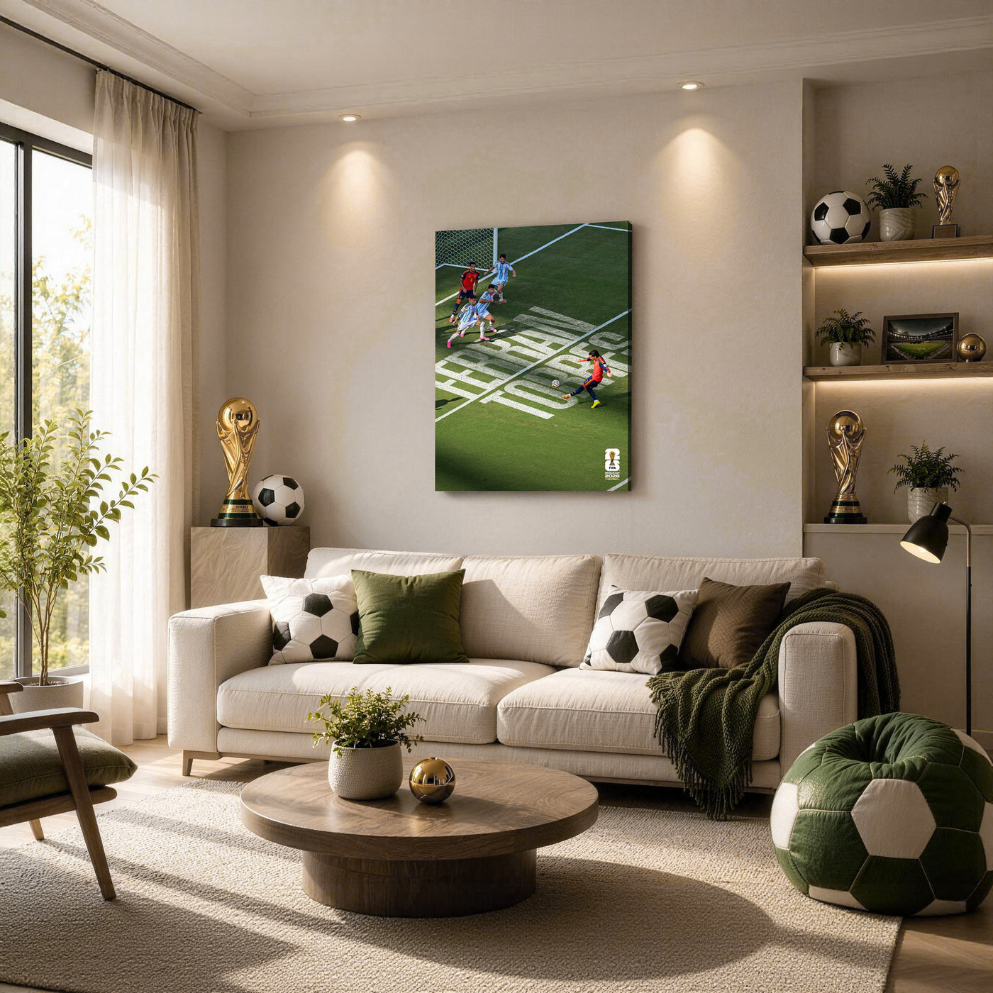 Spain vs Argentina Decisive Free Kick Canvas Wall Art – Soccer Final Moment Print