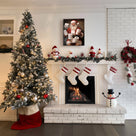 Funny Santa Claus Bathroom Wall Art, Christmas Santa with Toilet Paper Canvas Print for Holiday Bathroom Decor